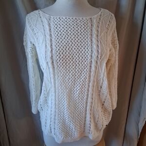 Demin & Supply Ralph Lauren Womens Open Knit Sweater Size Med White/cream